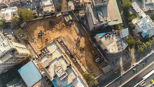 A top view of a construction site of diaphragm wall in India