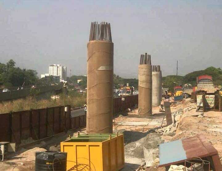 Image under-construction pillar of one of the stations for Kochi Metro