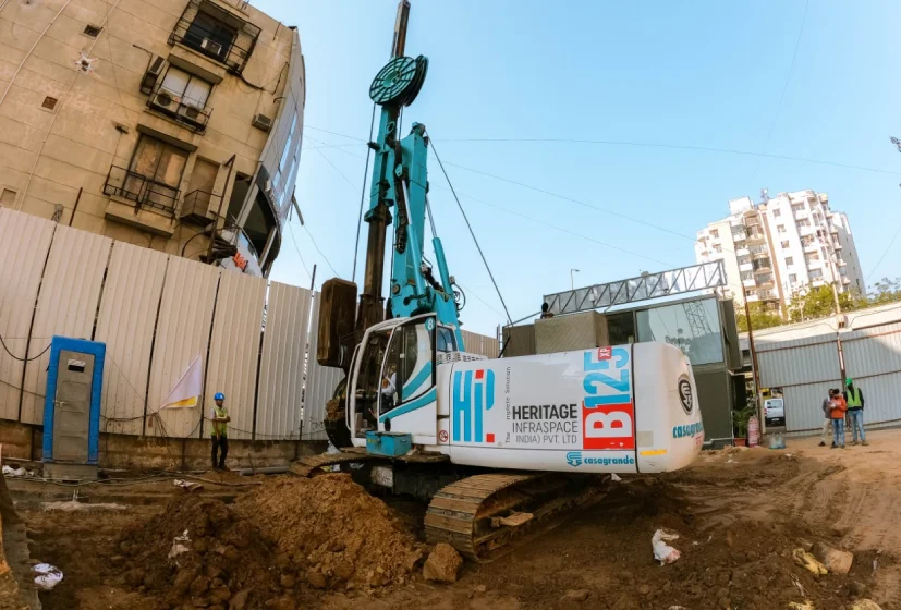 an excavation rig working at a construction site