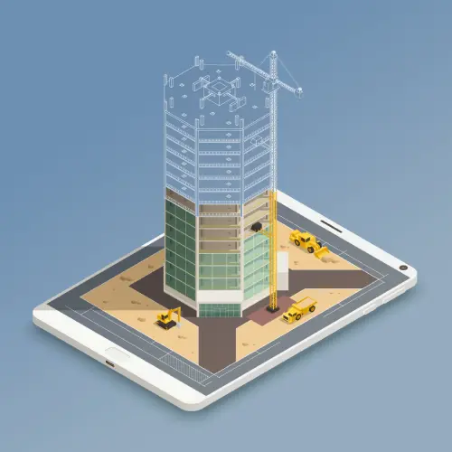 a vector graphic of a building information model for a skyscraper
